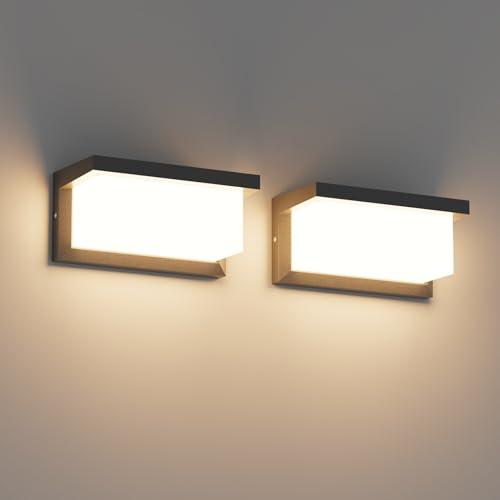 Klighten 2 pezzi LED applique da esterno, 24W, 3000K, impermeabile IP65 interno/esterno, adatto per casa, giardino, patio, ecc., schwarz…