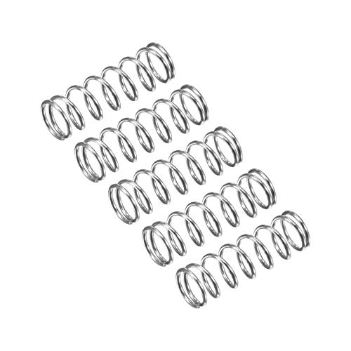 QUARKZMAN Compressione Molla, 5pz 304 Acciaio Inossidabile, 5mm OD, 0.5mm Filo Dimensione, 15mm Libero Lunghezza, Argento Tono