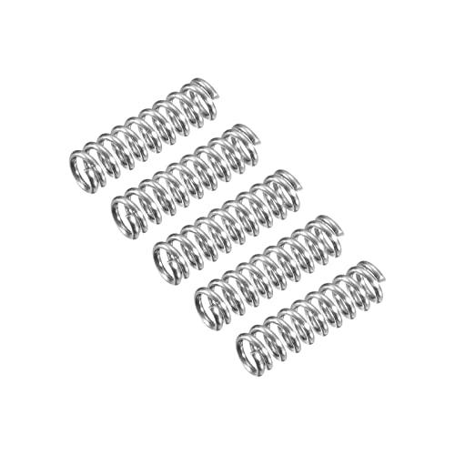 QUARKZMAN 5 Pezzi Compressione Molla, 304 Acciaio Inossidabile Molle a Pressione, 3mm OD, 0,5mm Filo Dimensione, 10mm Libero Lunghezza, Argento Tono
