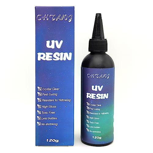 Resina UV Trasparente 120g - Colla Epossidica per Gioielli, Cristallina Polimerizzazione a Ultravioletti per Stampi, Decorazioni, Fai-da-te