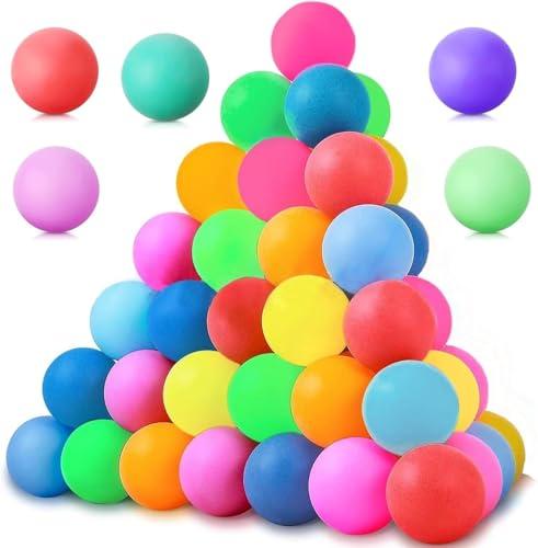 JEONDFG 60 PCS Palline da Ping Pong,40 mm Palline da Ping Pong Colorate Resistenti,Riutilizzabile Table Tennis,Table Tennis Adatto per Adulti e Bambini