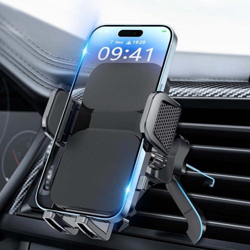 Brencco Porta Cellulare Auto Bocchette Aria Regolabile a 360 Gradi Supporto Telefono Auto Gancio Metallico & Doppio Piede Portacellulare Auto Universale Smartphone 4.0