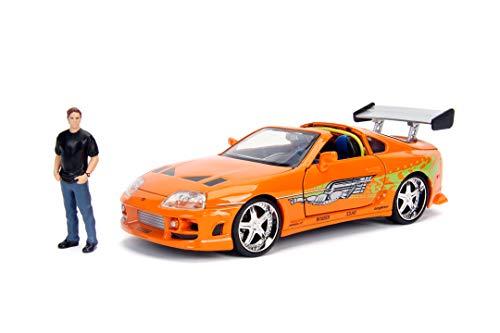 Jada - Fast and Furious Toyota Supra 1955 di Brian O'Conner, 253205001, +8 anni, die-cast, metallo pressofuso, in scala 1:24, con personaggio di Brian in zinco pressofuso, da collezione