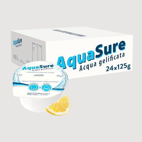 Abbott Nutrition | AquaSure 24 Confezioni x125 g | Acqua Gelificata per il trattamento dietetico di soggetti affetti da disfagia e problemi della deglutizione | gusto Limone