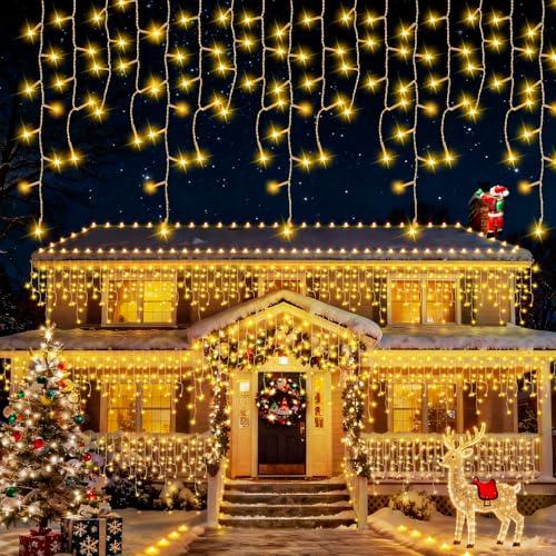 Catena luminosa per esterni, 500LEDs & 16M bianco caldo illuminazioni di Natale, 8 modalità di luce, IP65 catena di luci decorative con funzione di temporizzazione, per case, balconi e giardini