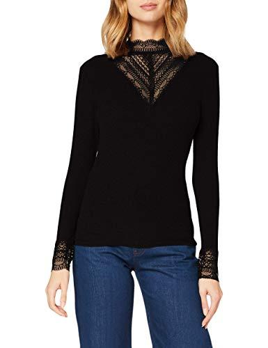 Only Top Jrs 15207788 - Maglia da Donna OnlTILDE L/S con Collo Alto, Nero/Dettaglio: Pizzo Nero, S