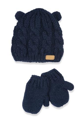 Chicco Set Cappellino E Guanti In Tricot Di Cotone, Invernale, Design In Italy, Unisex - Bimbi 0-24, Blu, 6-9 mesi