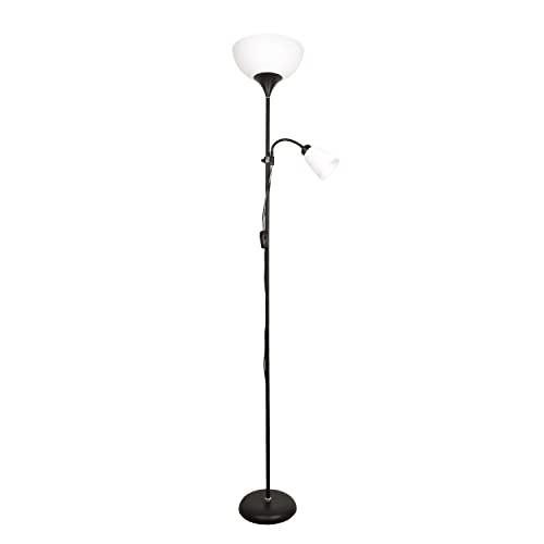 BEL AIR HOME - Lampada da terra Varese 1xE27 e 1xE14178cm - Ideale per soggiorni e studi - Design moderno e funzionale - Lampada da lettura regolabile (NERO)