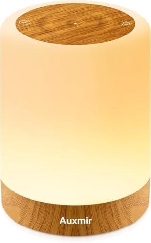 Auxmir Lampada da Comodino LED Touch, Luce Notturna senza Fili, Colori RGB, 4 Modalità, 5 Livelli di Luminosità, Ricaricabile, Funzione Timer, Lampada LED per Cameretta, Camera da letto, Soggiorno