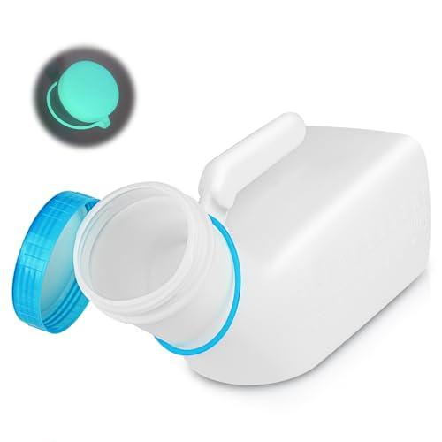 ACWOO Urinatoio da Uomo, 1000 ML Orinatoio Portatile Unisex, Contenitore per Urina con Coperchio Fluorescente, Pappagallo Urina Uomo per Viaggi in Auto, Ingorghi Stradali, Campeggio