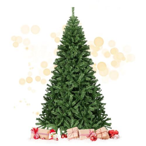 COSTWAY Albero di Natale, Albero di Natale Realistico Rami Densi e Base in Metallo con Cuscinetto Antiscivolo, Albero di Natale Artificiale per Casa e Negozio (225 CM)