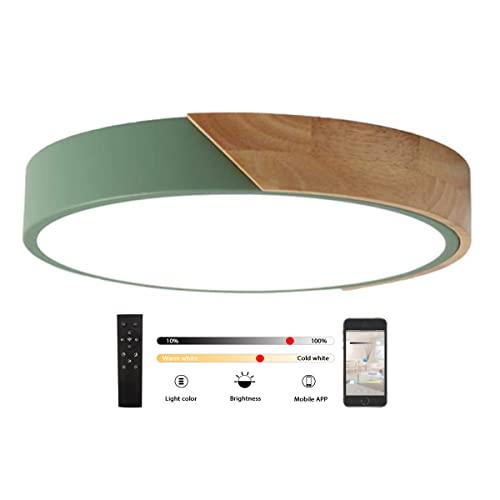 GHiycotdl Plafoniera Led Soffitto, plafoniere a filo in legno dimmerabili, plafoniera per soggiorno, camera da letto, cucina, salotto, corridoio (Verde)