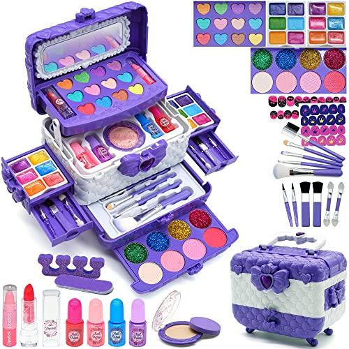 Set di trucchi per bambini e bambine - Viola 57 pezzi, set da trucco per bambini, per ragazze, per Halloween, Natale, compleanno, per ragazze 4, 5, 6, 7, 8, 9, 10-12 anni…