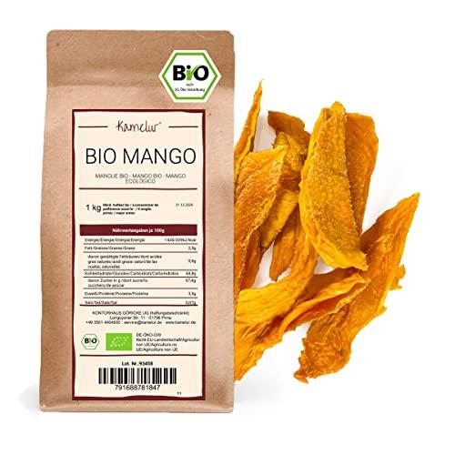 Kamelur Mango BIO Essiccato, Senza Solfiti E Senza Zucchero - Strisce Di Mango BIO Essiccato Senza Zucchero 1 Kg (Confezione Da 1)