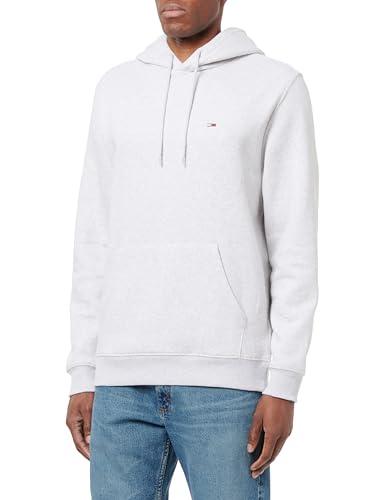 Tommy Jeans Uomo Felpa Regular Fit Flag Fleece con Cappuccio, Grigio (Silver Grey Heather), M