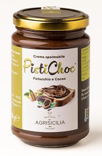 Agrisicilia Pistichoc crema Spalmabile di Pistacchio e Cacao, crema ideale per colazione e merenda,360 Grammi