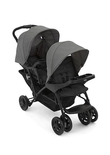 Graco - Stadium Duo passeggino gemellare maneggevole. Dalla nascita fino a 3 anni circa (max. 15 kg), colore Titanium - Compatibile con seggiolini auto i-Size SnugEssentials o SnugRide i-Size