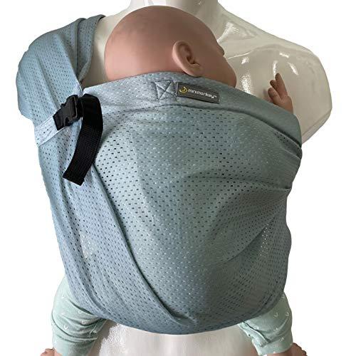 Minimonkey - Portabebè Mini Sling verde per neonato dalla nascita (0-2 anni) fino a 15 kg - Borsa estiva impermeabile ergonomica sul ventre - Porta in posizione M - Sistema