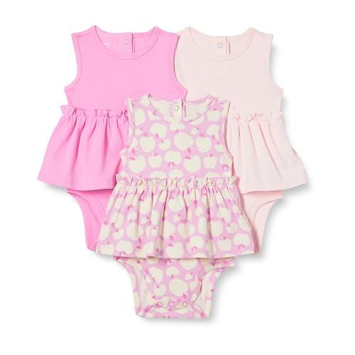 Amazon Essentials Abiti con Body Senza Maniche Bimba, Pacco da 3, Mele/Rosa, 18 mesi