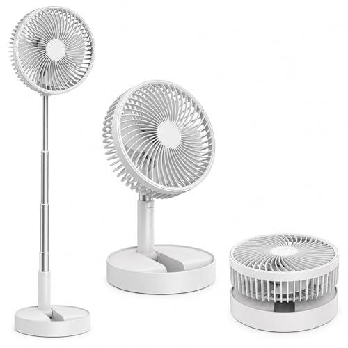 Generico Aria Perfect Ventilatore Pieghevole Portatile Ricaricabile Senza Fili 2 in 1 da Tavolo e da Pavimento 3 Velocità Batteria Lunga Durata Altezza regolabile fino a 120 cm, Ricarica USB, 25 dB