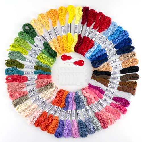 Filo da Ricamo 50 colori Fili per Braccialetti, Punto Croce kit da Ricamare Multicolore per Treccine Capelli Ricami Embroidery Floss fai da te