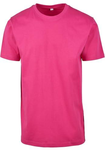 Build Your Brand T-Shirt Round Neck, Hibiskus Pink, L Uomo