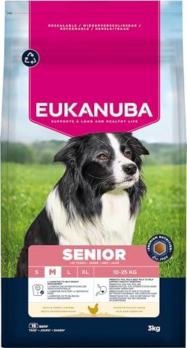 Eukanuba Senior Mangime per cani con pollo fresco per razze di taglia media, mangime secco premium per cani anziani, 3 kg