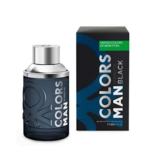 United Colors of Benetton Black di United Colors, Eau de Toilette Spray per Uomini, Fragranza Legnosa con Bergamotto, Lavanda e Vetiver , 60 ml