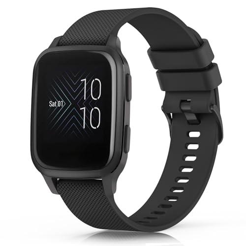 Tobfit Cinturino per Garmin Venu Sq Music, 20mm Cinturino in Silicone Sportivo per Garmin Venu Sq 2 Music/Venu Sq 2 /Venu Sq/Venu/Venu 2 Plus (1Nero)