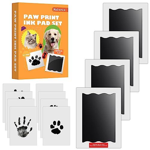 Nabance 4pcs impronta mani e piedi neonati, Kit Impronta Cane Con 8 Carte Scheda di Stampa Bianca Non Tossici Sicuri Adatto per gli animali domestici, Regalo Battesimo Bimbo