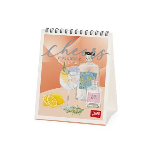 Legami - Calendario da Tavolo 2026, Cheers, Calendario da Scrivania, 12 Mesi e Planner Annuale, in Inglese, Segni zodiacali, Festività internazionali, 12 x 14.5 cm