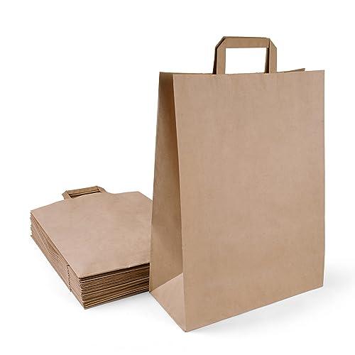 Inoverse 250 Borse in Carta Kraft con Manici, 32+12x40 cm Sacchetti Regalo, Shopper Piccoli Marroni, Busta di Carta Ecologica per Regali o Commercio