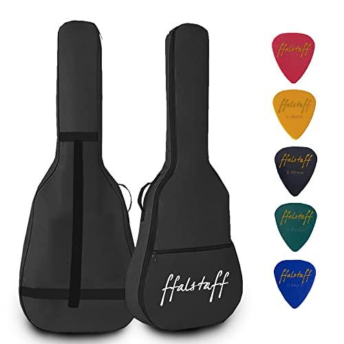 ffalstaff Borsa per Chitarra Classica 4/4 in Nylon con Tracolla uso Zaino e Tasca Porta Accessori 5 Plettri in Omaggio - Nero