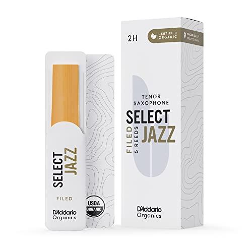 D'Addario Organic Select Jazz Filed Tenor Ance per Sassofono - Ance per Sax - La prima e unica Ancia Biologica - 2 Duro, 5 Pacchetto