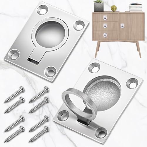 Ble 2 Pezzi Maniglia per Barche in Acciaio Inox, Boccaporti per Barca a Filo, Maniglia for Boccaporto for Barche Manigli, con 8 Viti, per Marina, Yacht, Gavone