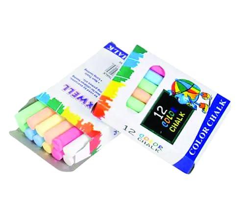 PARENCE.- Set di 12 gessetti colorati/disegno lavagna/bianco, rosso, blu, verde, arancione, giallo (x2) - 8cm
