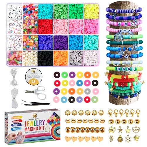 Desire Deluxe Kit per la creazione di braccialetti – Perline per braccialetti, collane di amicizia con kit di ciondoli e corde elastiche – Forniture per la creazione di gioielli per Halloween, Natale