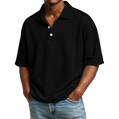 Magliette Polo Uomo, Maglietta Uomo Elegante Slim Fit Taglie Forti Manica Corta Tecnica Traspirante Abbigliamento Lavoro Collo Coreana Cotone Bottoni Vestiti Polo Moda Maglia Tennis 4XL