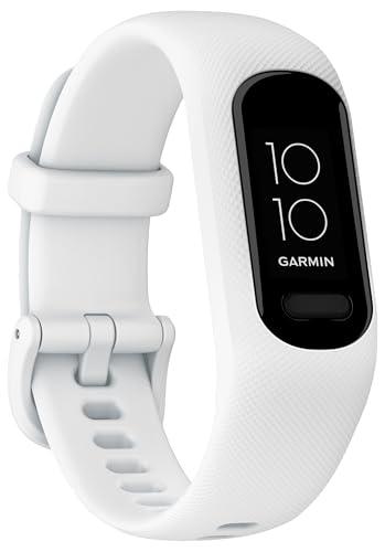Garmin vívosmart 5, Smartband, Activity Tracker, Cardio, SpO2, GPS Smartphone, Passi, Calorie, Stress, 15 Sport, Rilevamento Incidenti, Display OLED, Notifiche (White, 217 mm) (Ricondizionato)