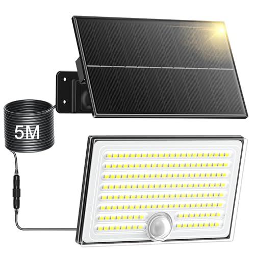 Giliwosy Luci Solari da Giardino, Faretto Led da Esterno Solare con Sensore di Movimento, Luce Solare Led Esterno con 4 Modes 8500K IP65 Impermeabile, 1 Pezzo