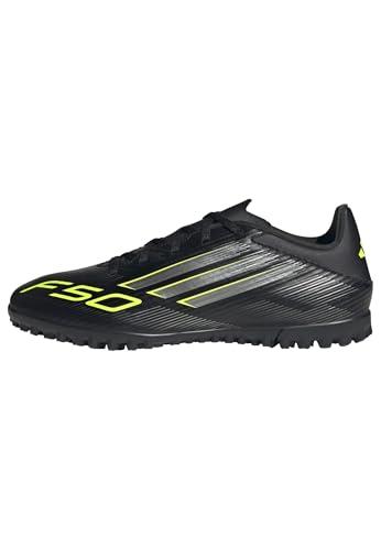 adidas F50 Club Turf Football Boots, Scarpe da Calcio Unisex-Adulto, Core Black/Iron Met./Lucid Lemon, 43 1/3 EU