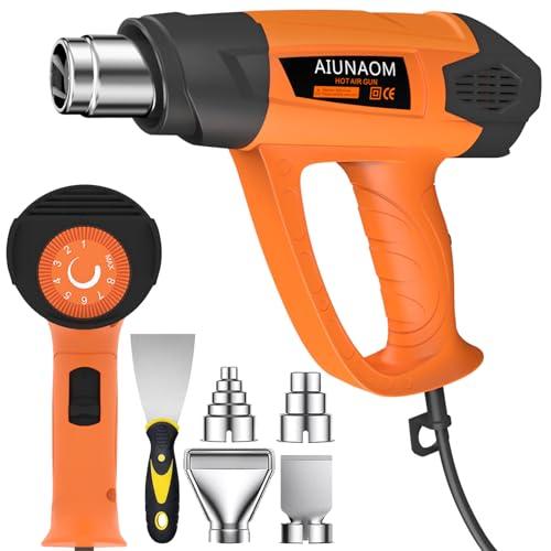 AIUNAOM Pistola Termica 2000W Pistola ad Aria Calda Professionale 9 livelli di temperatura regolabile 50℃- 650℃ con 6 Accessori e Protezione da Sovraccarico Per Sverniciare, Riscaldare e Scongelare