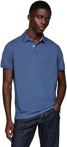 Tommy Hilfiger Uomo Maglietta Polo Maniche Corte Regular Fit con Chiusura con Bottoni, Blu (Aegean Sea), M