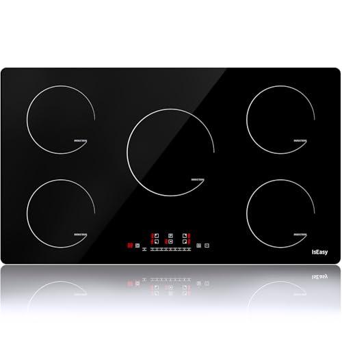 Piano Cottura a Induzione 5 Fuochi, Piano Cottura Elettrico 90 cm 8600 W piastra a Induzione Integrata, Controllo Touch, Blocco Sicurezza Bambini e Timer