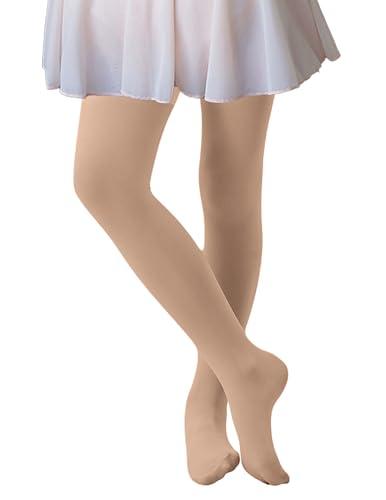 CozyWow - Collant da balletto per ragazze, collant ultra morbidi per bambini, elastici, collant da danza, beige., 6-8 Jahre