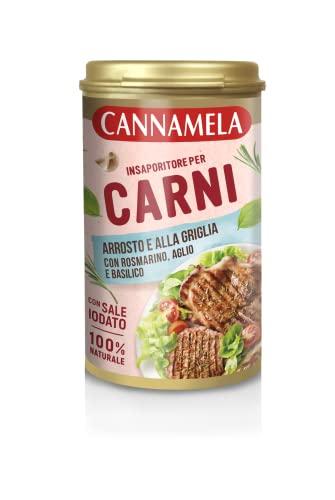 Cannamela, Linea Insaporitori, Insaporitore per Carni, Confezione da 90 g, con Rosmarino, Aglio, Basilico e Sale, 100% Naturale, Ideale per Carni Arrosto e alla Griglia