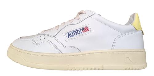 AUTRY Scarpe Sneakers Unisex in Pelle AULW LL09 Bianco Giallo Limone (Bianco - Giallo Limone, Sistema Taglie Calzature EU, Adulto, Numero, Media, 39)
