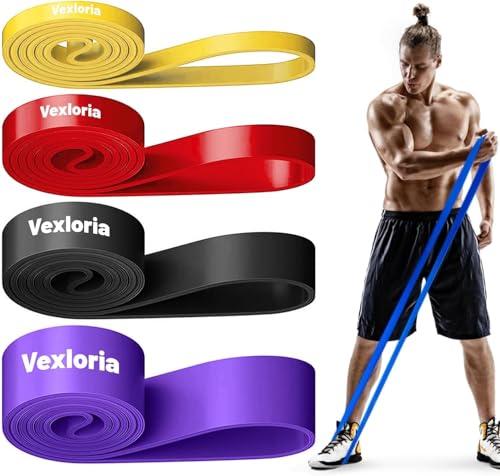 Vexloria Set di Elastici Fitness, Elastici Palestra per Pull-Up, Crossfit, Fitness, Yoga, Bande Elastiche Fitness, Elastici Trazioni da workout con 4 Livelli di Resistenza, Elastico Fitness