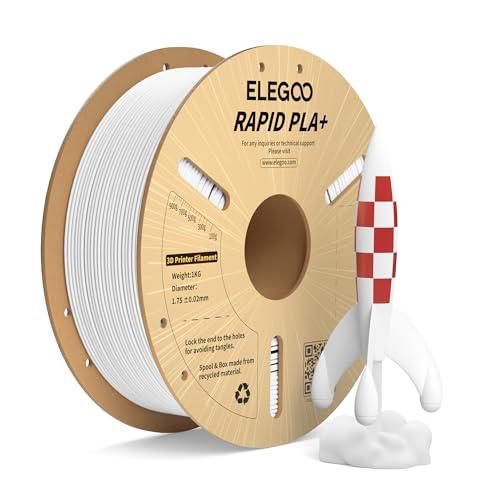 ELEGOO Rapido Filamento PLA+ 1.75mm Bianco 1KG, Alta Velocità 30-600 mm/s, Filamento PLA Plus per Stampante 3D, Precisione Dimensionale +/- 0.02mm, Filamento per La Maggior Parte delle Stampanti 3D