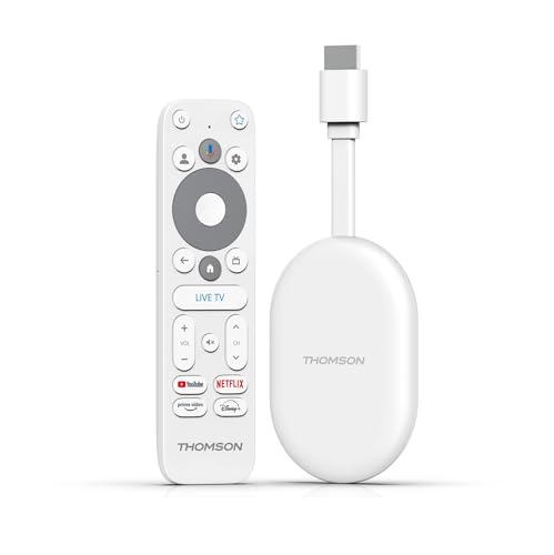 THOMSON Google TV Go Cast 150, Dongle per streaming 4K UHD, Dolby Atmos, Dolby Digital+, Controllo vocale, Googlecast, SDRAM 2 GB, Flash 8 GB, Adattatore di alimentazione multipresa